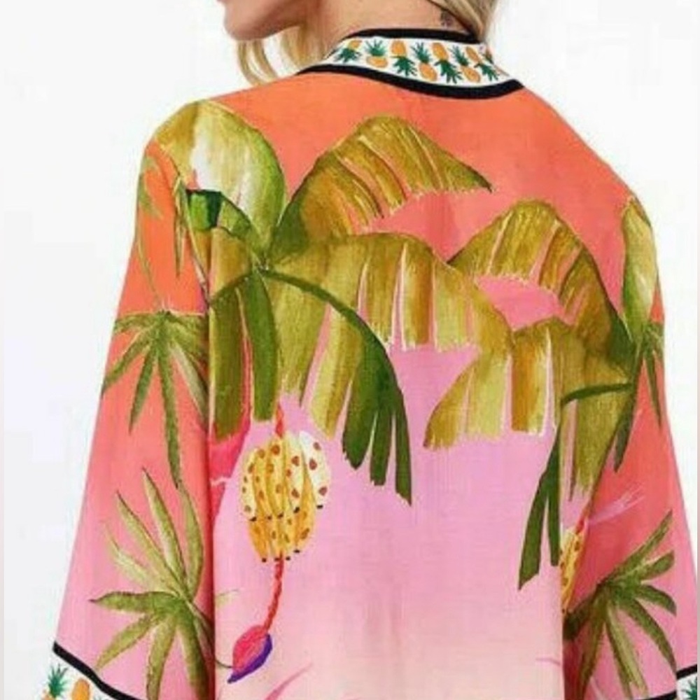 Kimono Farm Rio like new unique size in viscose pink leopard